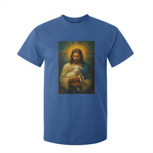 Jesus Christian T Shirt For Kid Hug Lamb Faith Easter TS14 Royal Blue Print Your Wear