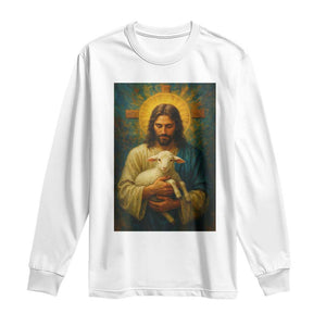 Jesus Christian Long Sleeve Shirt Hug Lamb Faith Easter TS14 White Print Your Wear