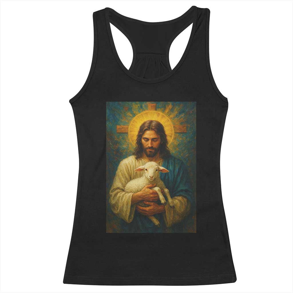 Jesus Christian Racerback Tank Top Hug Lamb Faith Easter TS14 Black Print Your Wear