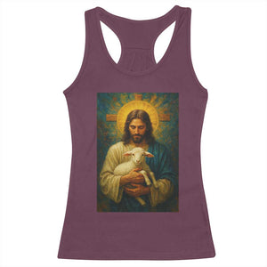 Jesus Christian Racerback Tank Top Hug Lamb Faith Easter TS14 Maroon Print Your Wear