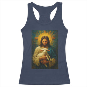 Jesus Christian Racerback Tank Top Hug Lamb Faith Easter TS14 Navy Print Your Wear