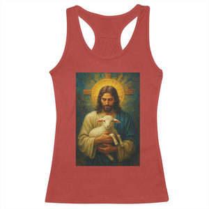 Jesus Christian Racerback Tank Top Hug Lamb Faith Easter TS14 Red Print Your Wear