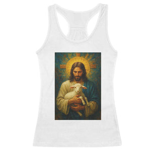 Jesus Christian Racerback Tank Top Hug Lamb Faith Easter TS14 White Print Your Wear