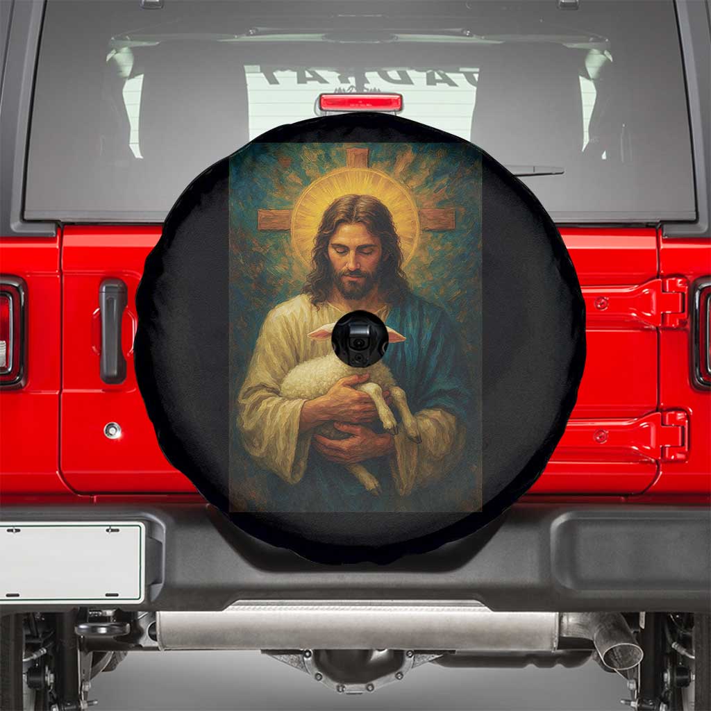 Jesus Christian Spare Tire Cover Hug Lamb Faith Easter TS14 Black Print Your Wear