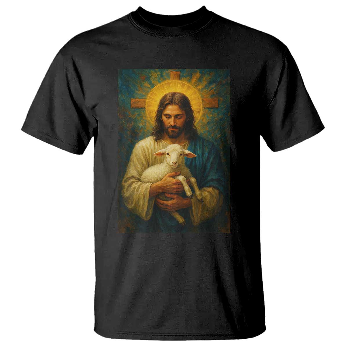 Jesus Christian T Shirt Hug Lamb Faith Easter TS14 Black Print Your Wear