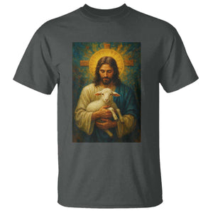 Jesus Christian T Shirt Hug Lamb Faith Easter TS14 Dark Heather Print Your Wear