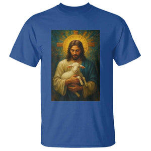 Jesus Christian T Shirt Hug Lamb Faith Easter TS14 Royal Blue Print Your Wear