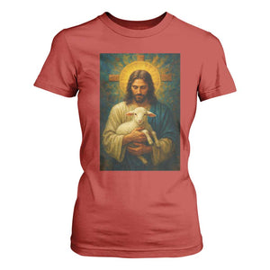 Jesus Christian T Shirt For Women Hug Lamb Faith Easter TS14 Red Print Your Wear