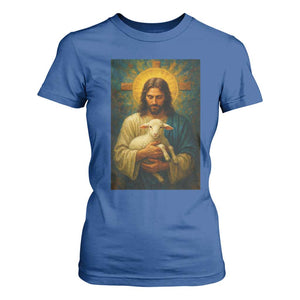 Jesus Christian T Shirt For Women Hug Lamb Faith Easter TS14 Royal Blue Print Your Wear