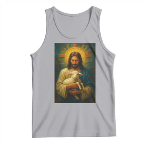 Jesus Christian Tank Top Hug Lamb Faith Easter TS14 Athletic Heather Print Your Wear