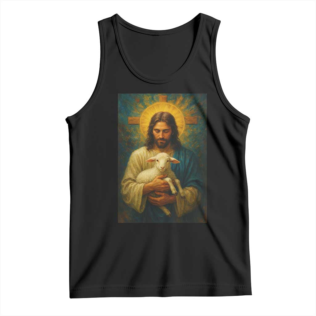 Jesus Christian Tank Top Hug Lamb Faith Easter TS14 Black Print Your Wear