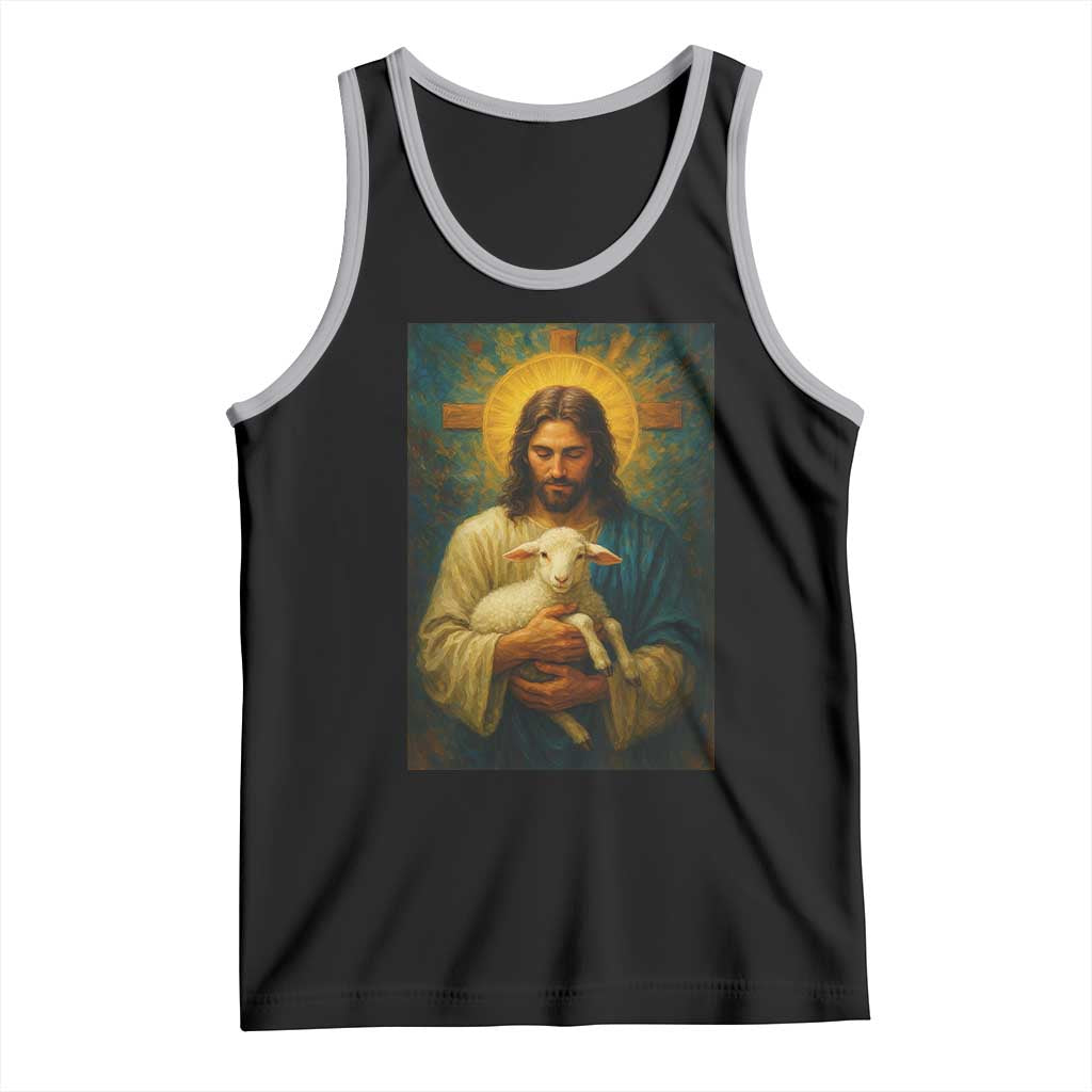 Jesus Christian Tank Top Hug Lamb Faith Easter TS14 Black Athletic Heather Print Your Wear