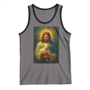 Jesus Christian Tank Top Hug Lamb Faith Easter TS14 Deep Heather Black Print Your Wear