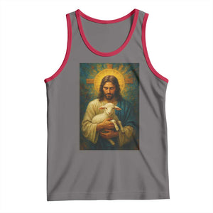 Jesus Christian Tank Top Hug Lamb Faith Easter TS14 Deep Heather Red Print Your Wear