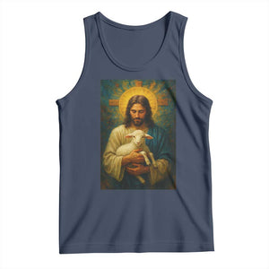 Jesus Christian Tank Top Hug Lamb Faith Easter TS14 Navy Print Your Wear