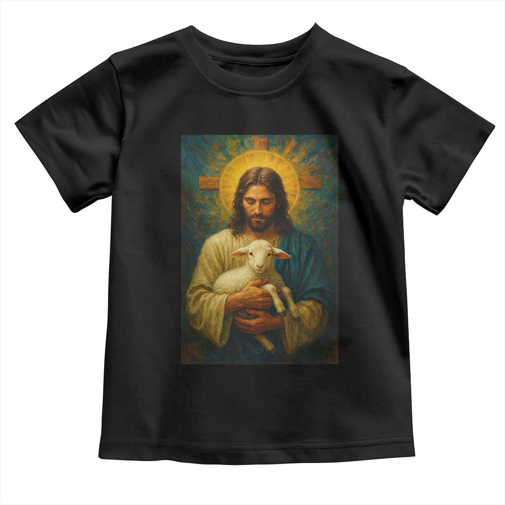 Jesus Christian Toddler T Shirt Hug Lamb Faith Easter TS14 Black Print Your Wear