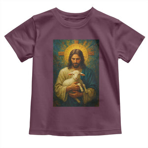 Jesus Christian Toddler T Shirt Hug Lamb Faith Easter TS14 Maroon Print Your Wear