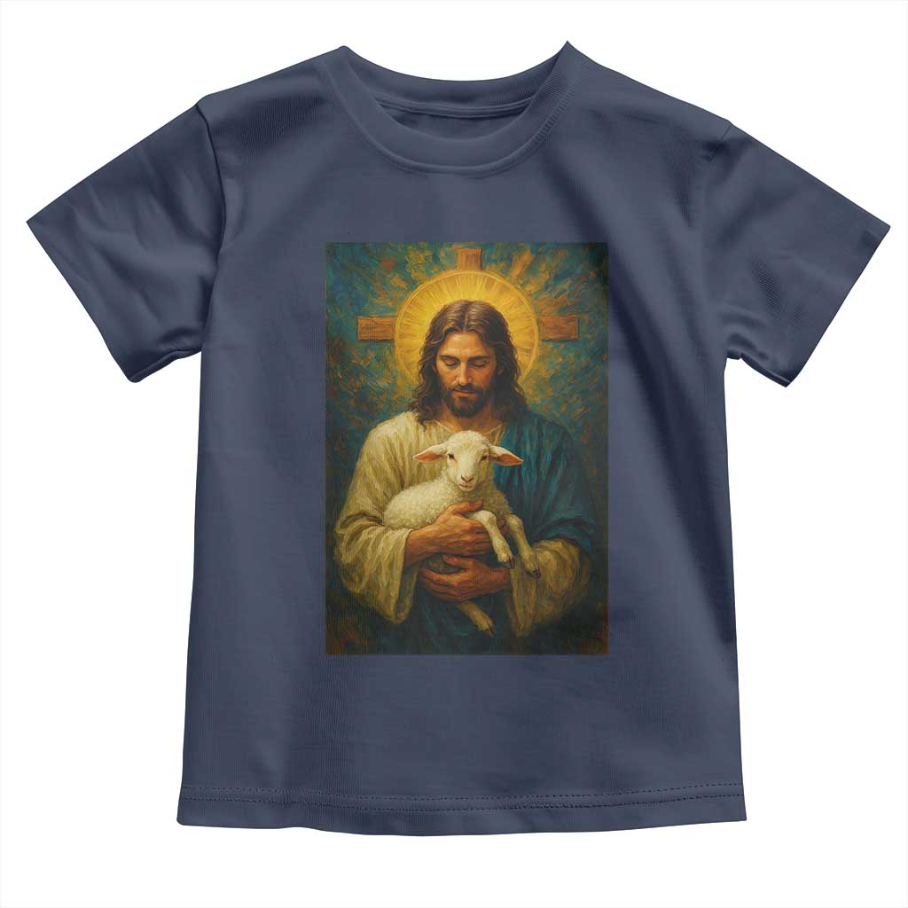 Jesus Christian Toddler T Shirt Hug Lamb Faith Easter TS14 Navy Print Your Wear