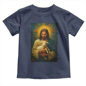 Jesus Christian Toddler T Shirt Hug Lamb Faith Easter TS14 Navy Print Your Wear