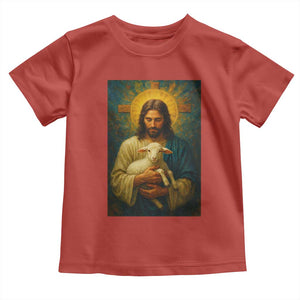 Jesus Christian Toddler T Shirt Hug Lamb Faith Easter TS14 Red Print Your Wear