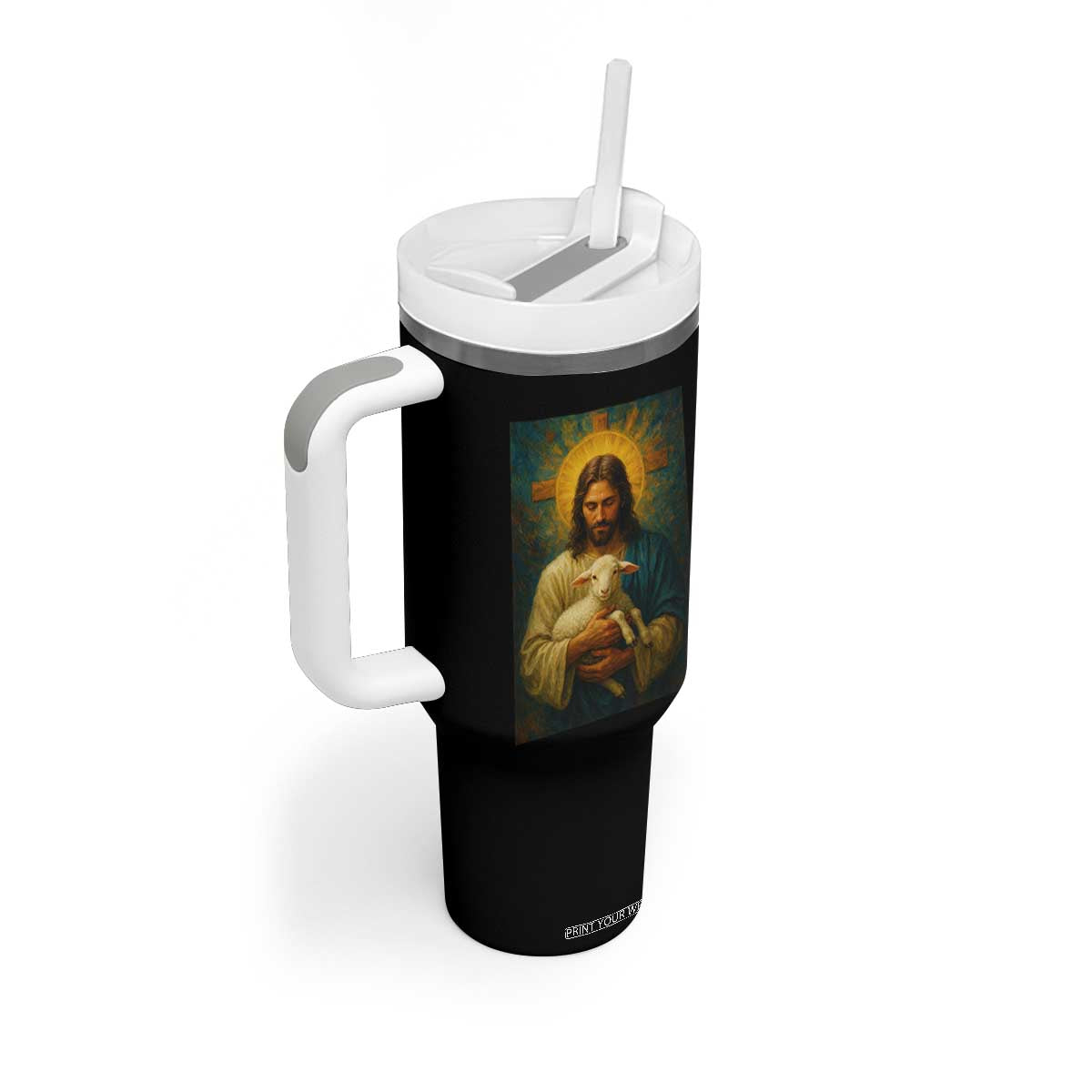 Jesus Christian Tumbler With Handle Hug Lamb Faith Easter TS14 Print Your Wear
