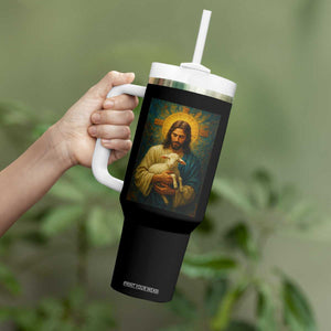 Jesus Christian Tumbler With Handle Hug Lamb Faith Easter TS14 Print Your Wear