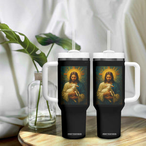Jesus Christian Tumbler With Handle Hug Lamb Faith Easter TS14 Print Your Wear