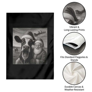 Funny Santa Selfie with Cow Christmas Garden Flag TS14 Print Your Wear