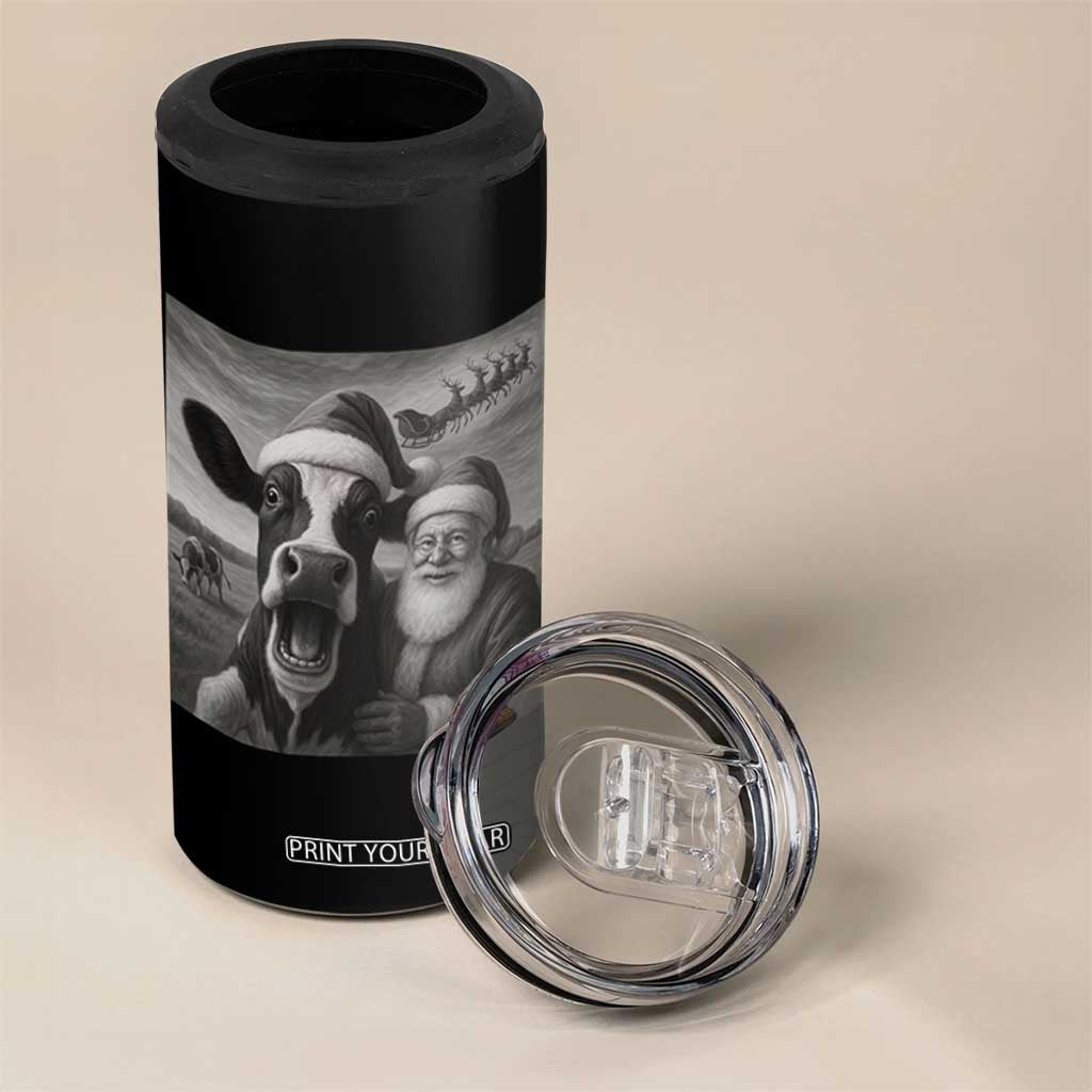 Funny Santa Selfie with Cow Christmas 4 in 1 Can Cooler Tumbler TS14 Print Your Wear