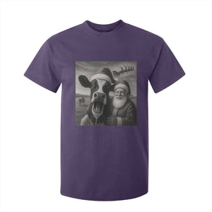 Funny Santa Selfie with Cow Christmas T Shirt For Kid TS14 Purple Print Your Wear