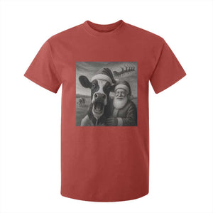 Funny Santa Selfie with Cow Christmas T Shirt For Kid TS14 Red Print Your Wear