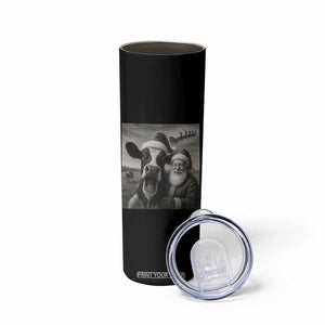 Funny Santa Selfie with Cow Christmas Skinny Tumbler TS14 Print Your Wear