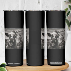 Funny Santa Selfie with Cow Christmas Skinny Tumbler TS14 Print Your Wear