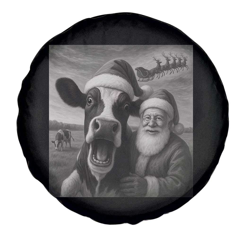 Funny Santa Selfie with Cow Christmas Spare Tire Cover TS14 Print Your Wear