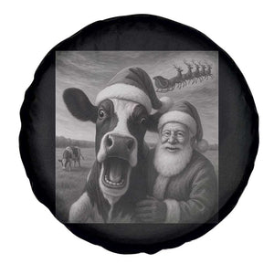 Funny Santa Selfie with Cow Christmas Spare Tire Cover TS14 Print Your Wear