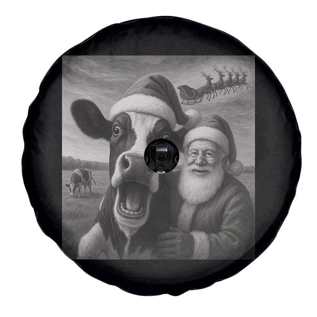 Funny Santa Selfie with Cow Christmas Spare Tire Cover TS14 Print Your Wear