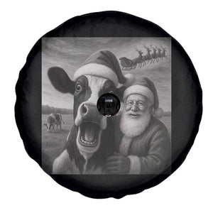 Funny Santa Selfie with Cow Christmas Spare Tire Cover TS14 Print Your Wear