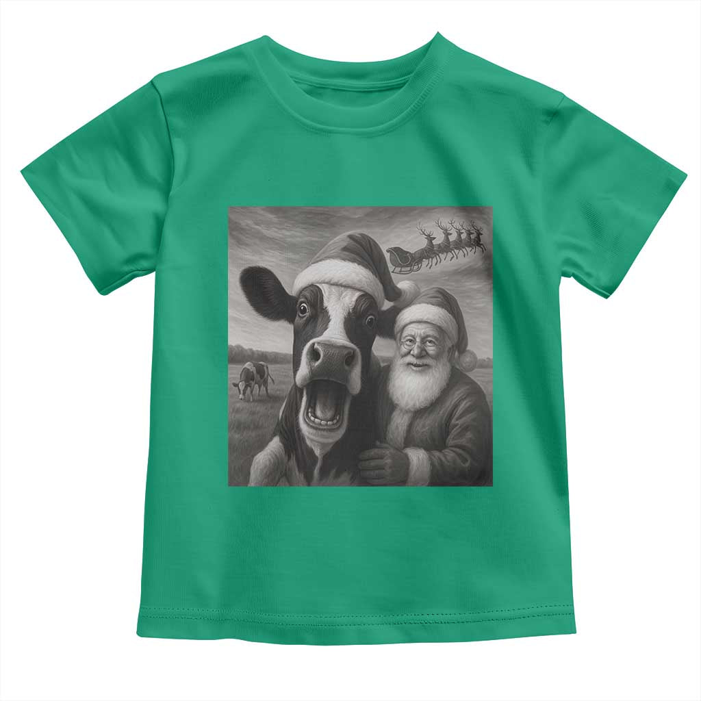 Funny Santa Selfie with Cow Christmas Toddler T Shirt TS14 Irish Green Print Your Wear