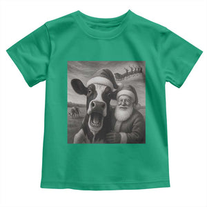 Funny Santa Selfie with Cow Christmas Toddler T Shirt TS14 Irish Green Print Your Wear