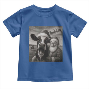 Funny Santa Selfie with Cow Christmas Toddler T Shirt TS14 Royal Blue Print Your Wear