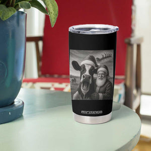 Funny Santa Selfie with Cow Christmas Tumbler Cup TS14 Print Your Wear