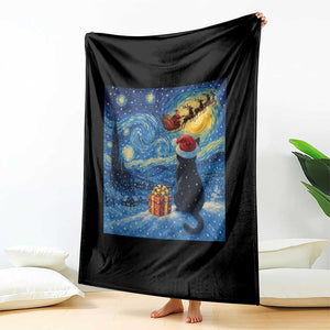 Cat Starry Night Christmas Throw Blanket Van Gogh Cat Lover Xmas TS14 Print Your Wear