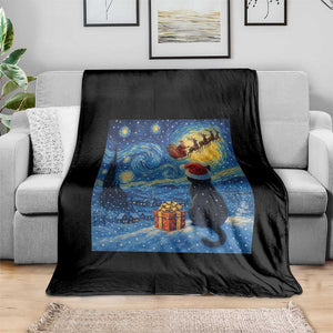 Cat Starry Night Christmas Throw Blanket Van Gogh Cat Lover Xmas TS14 Print Your Wear