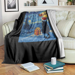 Cat Starry Night Christmas Throw Blanket Van Gogh Cat Lover Xmas TS14 Print Your Wear