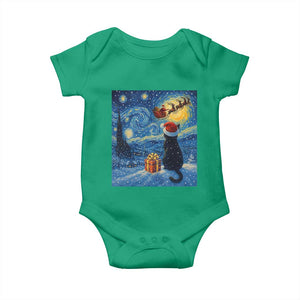 Cat Starry Night Christmas Baby Onesie Van Gogh Cat Lover Xmas TS14 Irish Green Print Your Wear
