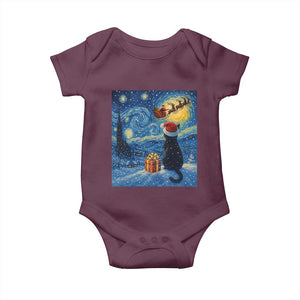 Cat Starry Night Christmas Baby Onesie Van Gogh Cat Lover Xmas TS14 Maroon Print Your Wear