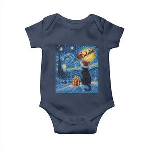 Cat Starry Night Christmas Baby Onesie Van Gogh Cat Lover Xmas TS14 Navy Print Your Wear