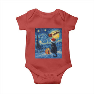 Cat Starry Night Christmas Baby Onesie Van Gogh Cat Lover Xmas TS14 Red Print Your Wear