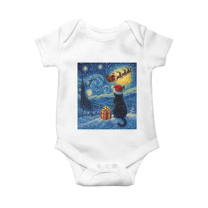 Cat Starry Night Christmas Baby Onesie Van Gogh Cat Lover Xmas TS14 White Print Your Wear