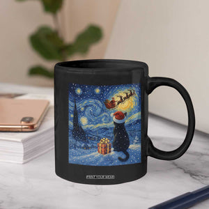 Cat Starry Night Christmas Coffee Mug Van Gogh Cat Lover Xmas TS14 Print Your Wear